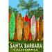 Santa Barbara California Surfboard Fence (12x18 Wall Art Poster Room Decor)