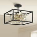 Possini Euro Design Modern Ceiling Light Semi Flush Mount Fixture 14 1/4 Wide Black Gold 14 1/4 Wide 4-Light Crystal for Bedroom