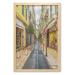 Oil Painting Wall Art with Frame Street in the Old Town Antibes Scene European Cityscape Historic Houses Printed Fabric Poster for Bathroom Living Room Dorms 23 x 35 Multicolor by Ambesonne