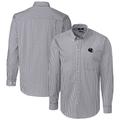 Men's Cutter & Buck Charcoal Chicago Bears Helmet Easy Care Stretch Gingham Long Sleeve Button-Down Shirt