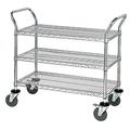 Quantum Storage WRSC-1842-3 Stainless Steel Wire Shelving Cart With 3 Shelves - 18 x 42 x 37.5 in.