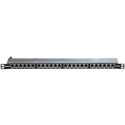Lindy 25884 CA6 Patchpanel 24-port 1/2 HE schw. 24 Ports halb HE, Image