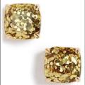 Kate Spade Jewelry | Kate Spade Small Square Studs In Gold Glitter | Color: Gold/Yellow | Size: Os