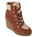 Jessica Simpson Shoes | New Jessica Simpson Maelyn Laceup Platform Wedge Suede Boots Sz. 10 | Color: Brown/Cream | Size: 10