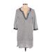 Gap Outlet Casual Dress - Shift V Neck 3/4 sleeves: Blue Print Dresses - Women's Size Medium