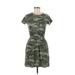 Old Navy Casual Dress - Mini Crew Neck Short sleeves: Green Camo Dresses - Women's Size X-Small