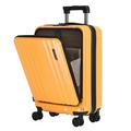 TydeCkare Carry On 55x35x23cm Luggage with Front Pocket for 15.6" Laptop, ABS+PC Suitcase with Dual Control TSA Lock, YKK Zipper, 4 Spinner Wheels, Orange