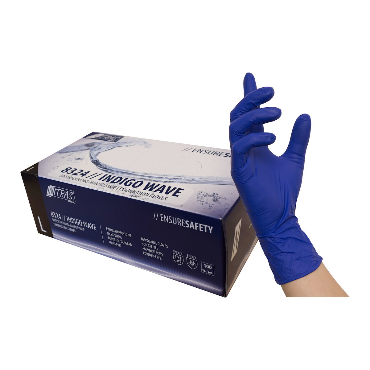 NITRAS INDIGO WAVE, Einmalhandschuhe aus Nitril, dunkelblau M 1000 Stück Image