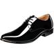 zpllsbratos Men's Leather Shoes Patent Derby Lace-Up Shoes Oxford Wedding Shoes 38-48, black, 12 UK