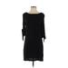 H&M Casual Dress - Shift: Black Solid Dresses - Women's Size 38 Petite