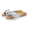 Pantolette ELBSAND "Sandale", Damen, Gr. 43, blau (hellblau), Obermaterial: 100% Rindsleder. Decksohle: 100% Rindsleder. Laufsohle: 100% Synthetik, unifarben, casual, Schuhe, Mule, offener Schuh aus Leder mit weichem Komfortkorkfußbett