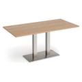 Tigris Rectangular Dining Table, 160wx80dx73h (cm), Brushed Steel Frame, Beech, Fully Installed