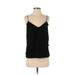 J.Crew Sleeveless Blouse: Plunge Spaghetti Straps Black Print Tops - Women's Size 4