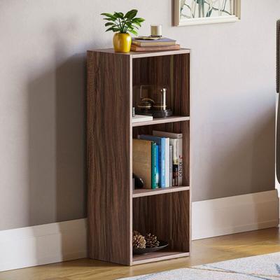 Home Discount - Oxford 3 Tier Cube Bookcase Shelving Storage Unit, Walnut Image