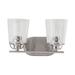 Inspiration 2-Light Brushed Nickel Bathroom Vanity Light with Glass Shades