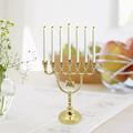 Candle Holder Hanukkah Menorah Candelabrum Traditional Desktop Candelabra 7 Branch Candlestick for Living Room Anniversary Decoration Aureate