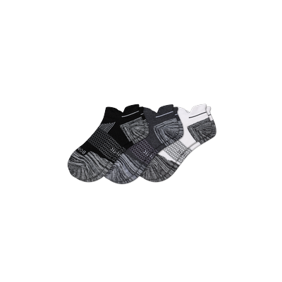 Men's Running Ankle Sock 3-Pack - White Charcoal Black - Extra Large - Bombas