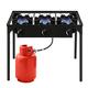 QXDRAGON 3 Burner Gas Propane Cooker Outdoor Camping Picnic Stove Stand BBQ Grill