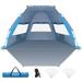 VAVSEA Beach Tent 2-4 Person Pop-up Beach Tent Sun Shelter UPF 50+ UV Protection Portable Waterproof Beach Tent Sunshade with Extendable Floor for Family Fishing Camping Blue