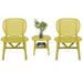 3 Pieces Table Chair Set All Weather Outdoor Table with Open Shelf and Lounge Chairs Waterproof Chair Table Balcony Seat Garden Chair with Coffee Table Yard Chair Hollow Chair