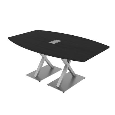 6 Person Boat Conference Table with X Bases Data And Electric Unit