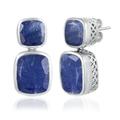 Dangling 14.87 Ctw Dyed Sapphire 925 Sterling Silver Cushion Dangle Earrings For Women By Orchid Jewelry