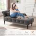 60"W Velvet Chaise Lounge, Tufted with Pillow & Nailhead Decorate - 60.6W" x 27.5D" x 28.3"H