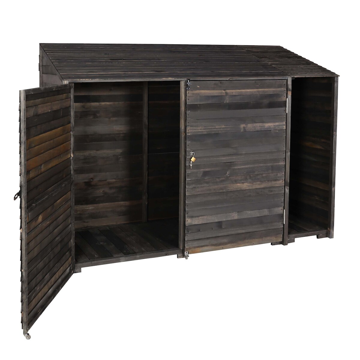 Mendler Geräteschuppen HWC-J75, Geräteschrank Gerätehaus, Holz gebeizt MVG-zertifiziert, 180x250x93cm ~ anthrazit-grau Image