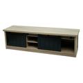 Mendler TV-Rack HWC-K75, Fernsehtisch TV-Board, Schiebetüren Staufächer, Holz-Optik Industrial Metall 43x150x40cm ~ naturfarben