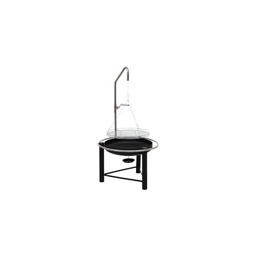 BBQ Schwenkgrill HWC-K92, Gartengrill Holzkohlegrill, höhenverstellbar Aschekasten Feuerschale Ø 60cm, Stahl schwarz