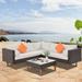 Outdoor Patio Wicker Sofa L-shape Sectional Sofa Conversation Sets Furniture