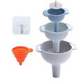 Kitchen Funnel Set of 3 Nested Funnels with Handle Food Grade Plastic Funnels Removable Strainer Filter for Liquid Fluid Dry Ingredients and Powder Transfer