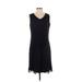 Isaac Mizrahi LIVE! Casual Dress - A-Line V Neck Sleeveless: Black Print Dresses - Women's Size Small
