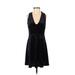 Lulus Casual Dress - A-Line Plunge Sleeveless: Black Print Dresses - Women's Size X-Small