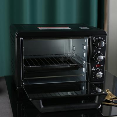 Black Stainless Steel 1200W Countertop Toaster Oven with 20Litres Capacity and Timer-Bake-Broil-Toast Control Setting