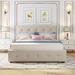 Queen Size Platform Bed with 2 Drawers and 1 Twin XL Trundle, Modern Save Spce Upholstered Bedframe for Bedroom, Beige