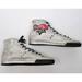 Gucci Shoes | Gucci Sz 9.5 Men Silver Leather Sneakers High Tops | Color: Silver | Size: 9.5