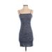 Shein Casual Dress - Bodycon Square Sleeveless: Blue Marled Dresses - Women's Size Small