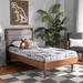 George Oliver Mid-Century Modern Dark Grey Fabric Upholstered & Walnut Brown Finished Wood Twin Size Platform Bed Wood | Wayfair