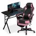 Inbox Zero Computer Desk & Rotating Office Chair w/ Headrest Wood/Metal in Pink/Black | 30 H x 39.5 W x 23.5 D in | Wayfair