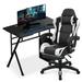 Inbox Zero Gaming Desk & Pedal Computer Chair Set Home Office Wood/Metal in Black | 30 H x 39.5 W x 23.5 D in | Wayfair