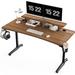 Inbox Zero Huberdina Cup Holder Desk w/ Built in Outlets Wood/Metal in Black/Brown/Gray | 30 H x 60 W x 27 D in | Wayfair