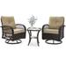 Winston Porter Kaycey Wicker Outdoor Rocking & Swivel Chair 3-Piece Set w/ Cushions in Brown | 35.5 H x 27.5 W x 35 D in | Wayfair