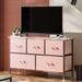 Mercer41 Dresser for Bedroom White Dresser Organizer TV Stand Storage Chests Closet Fabric Dresser 5 Drawers Wood/Metal in Pink | Wayfair