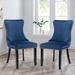 House of Hampton® Simkins Tufted Velvet Wing Back Parsons Chair Wood/Upholstered/Velvet in Blue/Black | 37 H x 25.6 W x 19.7 D in | Wayfair