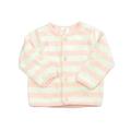 Pre-owned Hanna Andersson Girls Pink | White | Stripes Cardigan size: 6-12 Months