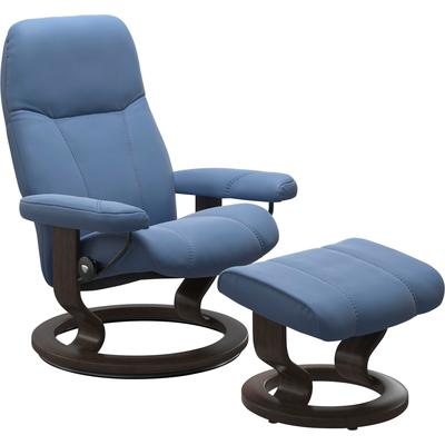 Relaxsessel STRESSLESS "Consul", blau (lazuli blau), B:72cm H:94cm T:70cm, Leder BATICK: BATICK ist ein leicht korrigiertes, durchgefärbtes und genarbtes Möbelleder, bei dem die meisten Unebenheiten und Spuren in der Regel entfernt wurden., Leder... Image