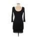 Forever 21 Casual Dress - Bodycon Scoop Neck 3/4 sleeves: Black Print Dresses - Women's Size Medium