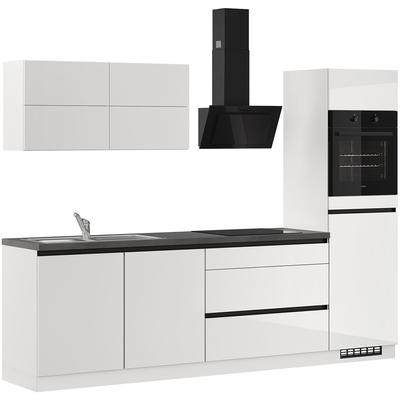 Küchenzeile IMPULS KÜCHEN "Hamburg", Ausrichtung wählbar, Schubkästen mit Soft-Close", grau (front: space grau hochglanz, korpus: space grau matt, arbeitsplatte: beton, optik schiefer dunkelgrau), B:280cm H:207,6cm T:60cm, Komplettküchen-Sets,... Image