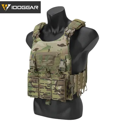 IDOGEAR – gilet tactique LSR à dégagement rapide porte-plaque découpée au Laser avec pochette pour